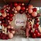 Red Pink Balloons - Double Stuffed Burgundy Gold Balloon Garland Dark Red Dusty Pink Gold Balloon Arch Kit